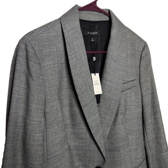 Talbots NWT Twill Wool Blend Blazer Jacket Black Circle Print Size 14 Women's - Picture 4 of 10